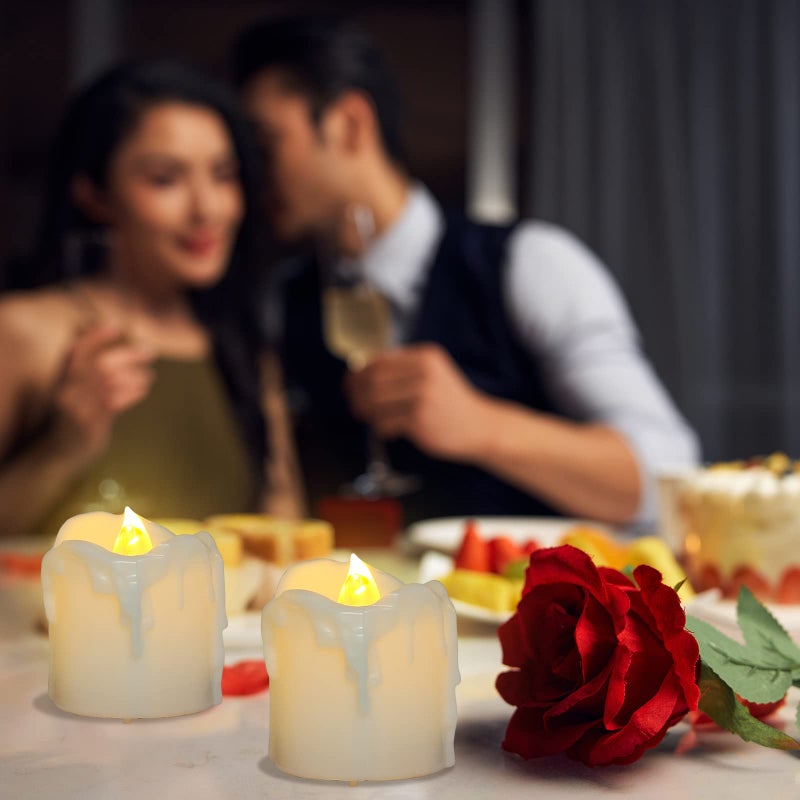 PChero 1.57" x 1.69" Battery Operated Tea Lights with Timer, 12pcs Warm White LED Timed Flameless Candles Flickering, 6Hours On Per 24Hours Cycle, Ideal for Thanksgiving Christmas Wedding Home Decor - Image 3